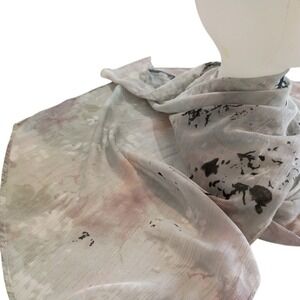 Vince Camuto Womens Grey Floral Metallic‎ Shimmer Sheer Lightweight Scarf